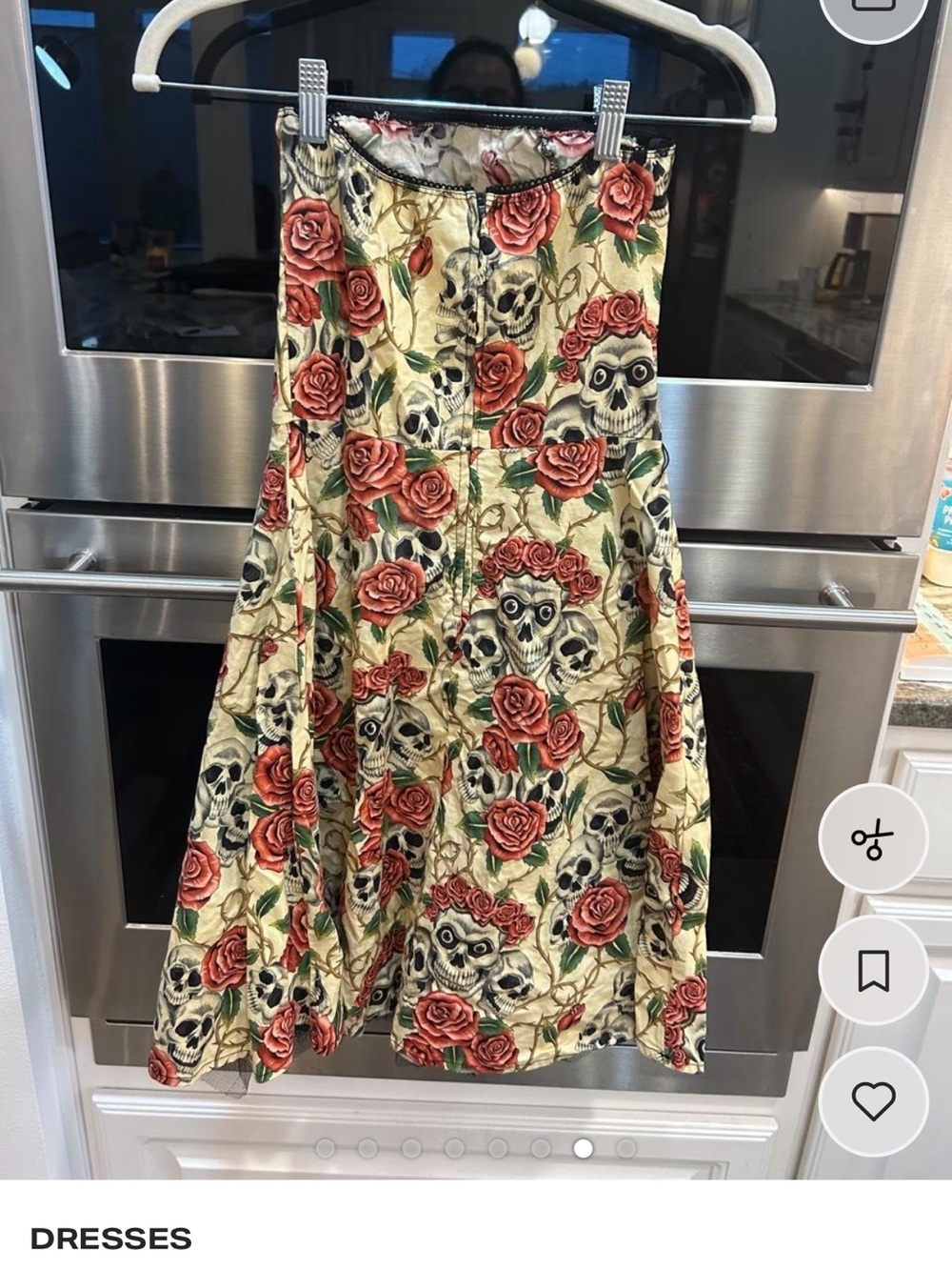 Folter Strapless Floral & Skull Print Dress made in USA size S missing belt GUC - Picture 6 of 6